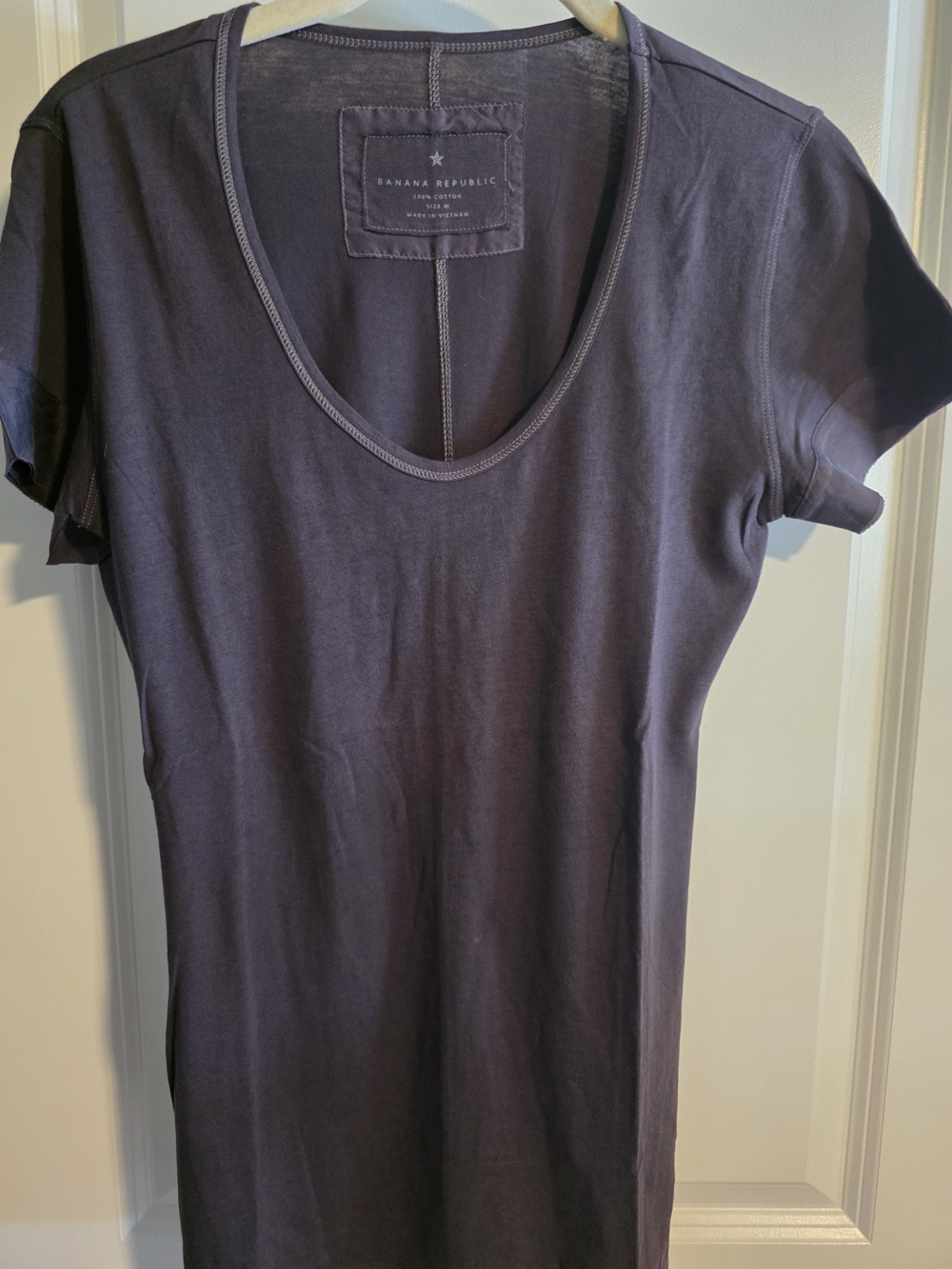 Banana Republic Women’s Scoop Neck Short Sleeve Top - Deep Plum